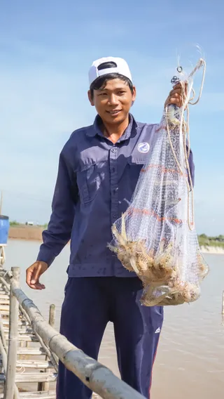 Shrimp farmer in Vietnam