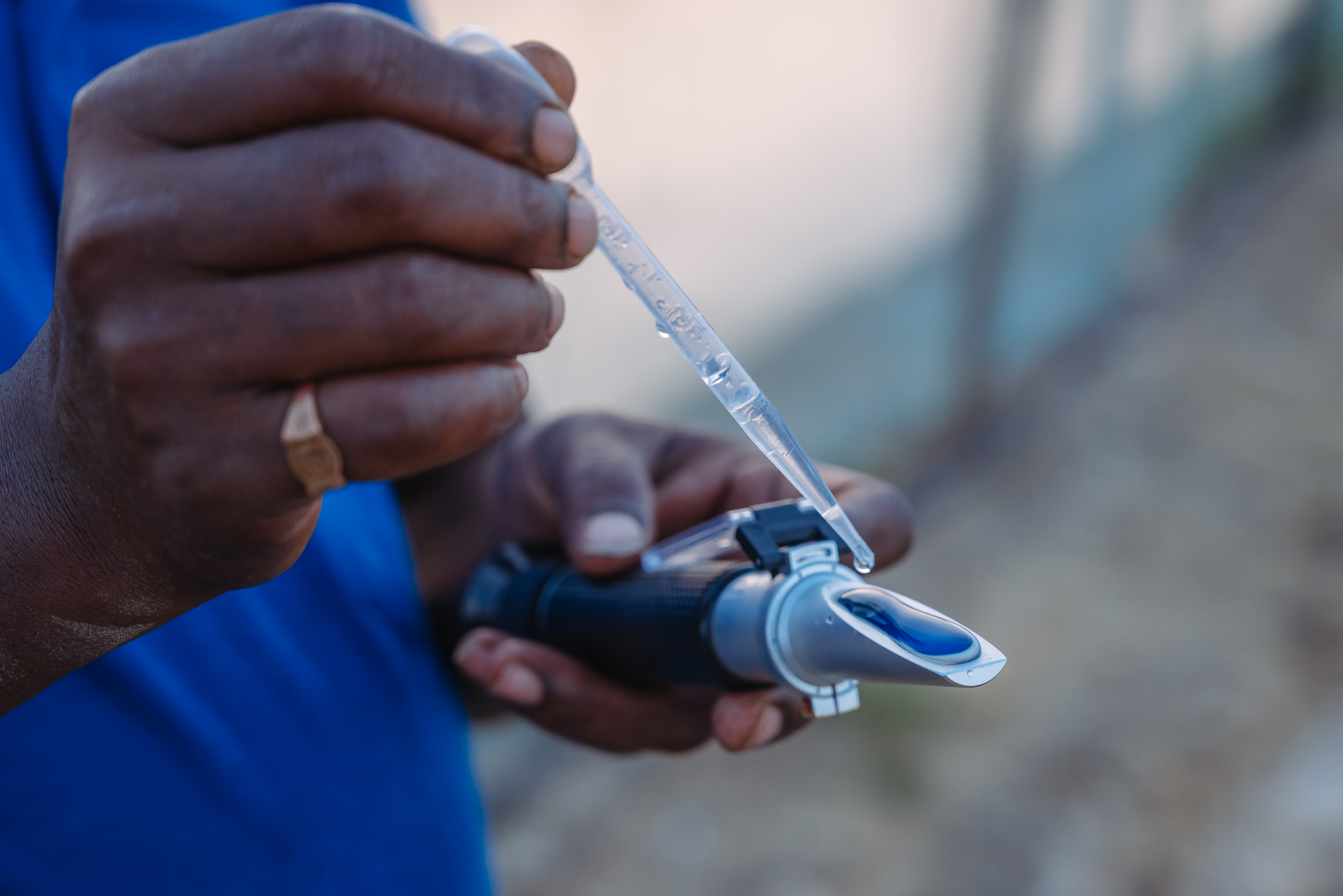 Technician testing a water sample